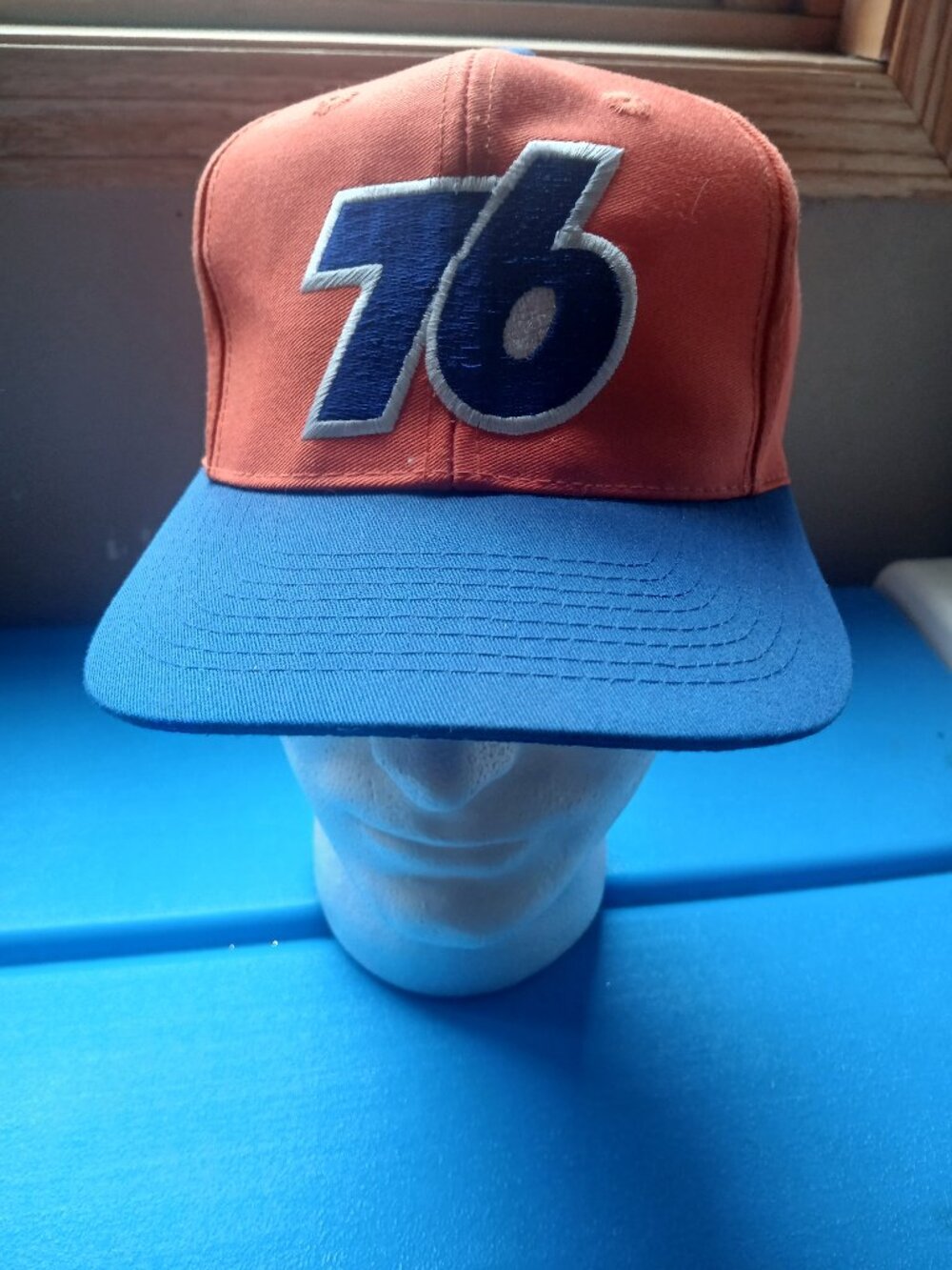 Vintage Union 76 Gas Station Hat Orange Blue Snapback Cap Racing Work Wear